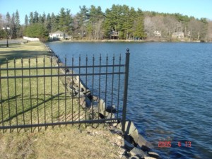 3 rail aluminum fence with custom royal finials and ball caps. Style victoria