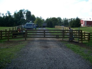 4 rail pressure treated paddock style fence electric slide gate