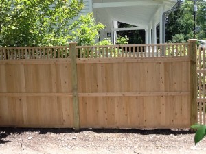 five foot cedar fence with famed victorian picket top